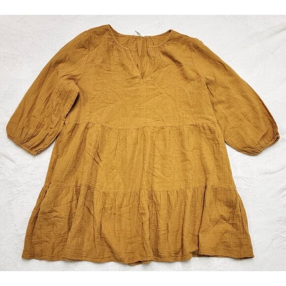 Gap Crinkle Gauze Tiered Mini Dress in gold XXL - Picture 1 of 6